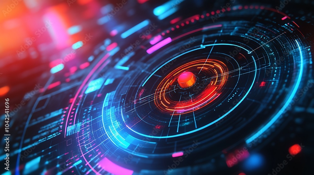 Poster abstract technology interface with circular design