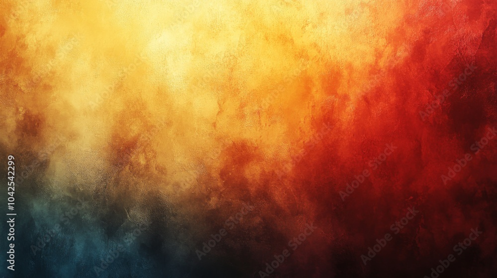 Poster A stunning abstract design showcases a gradient of colors ranging from vibrant yellows and reds to deep blues, creating a visually striking background full of warmth and depth.