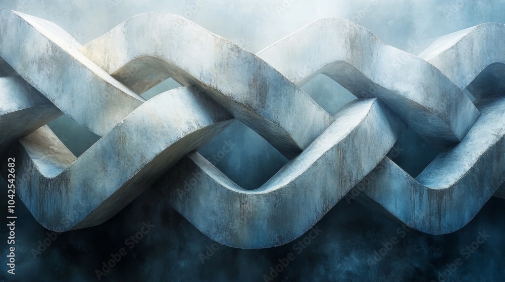 Aufkleber The composition features abstract shapes that intertwine seamlessly, set against a misty backdrop. Soft lighting enhances the textures and colors, creating a captivating effect.