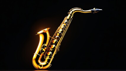 Obraz premium Saxophone with Flames and Glowing Light in Semi-Abstract Style