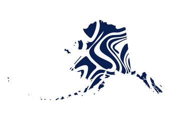 Alaska Swirl Vector in Midnight Blue - Abstract State Map Design