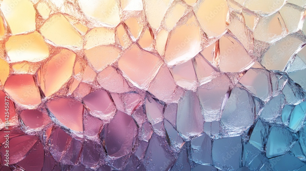 Aufkleber A vibrant display of colorful ice shards captures light, creating an abstract pattern reminiscent of a sunset. The hues blend seamlessly, showcasing nature's artistry.