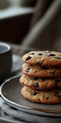 Biscoitos de chocolate empilhados em um prato