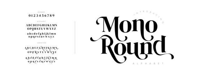 Mono typography beauty fashion elegant minimalist serif italic fonts decorative wedding vintage retro logos. Minimal luxury font alphabet logo. Vector illustration
