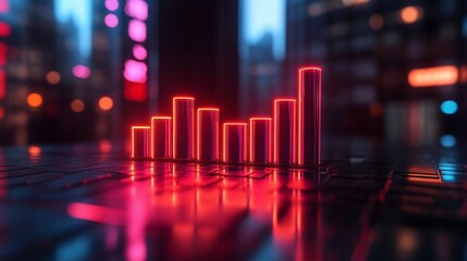 The 3d growth business graph on success financial