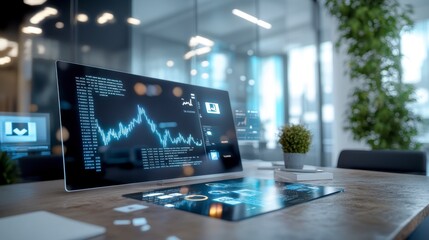 Fototapeta premium Modern Trading Room with Holographic Displays
