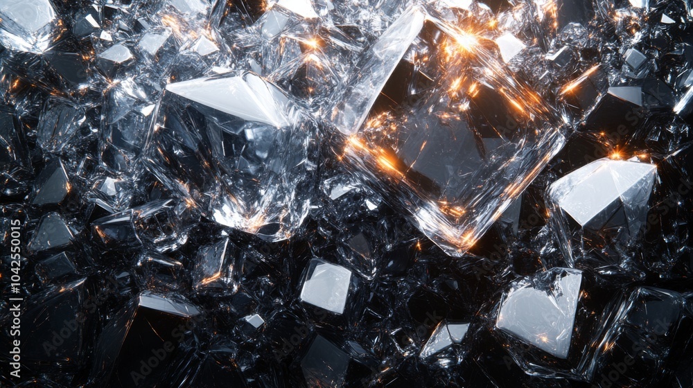 Leinwandbilder Clear crystal shards glisten under soft lighting, creating an enchanting display of shapes and reflections that captivate the viewer.