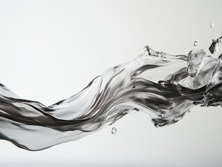 A fluid, elegant wave of clear water gracefully flows across a light background, capturing movement and transparency.