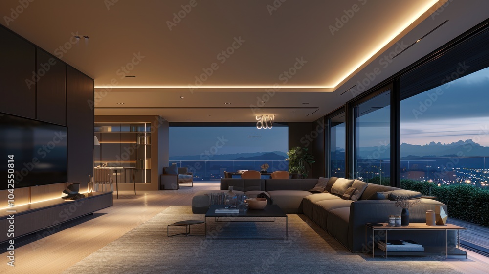 Sticker Luxury Living Room with City View