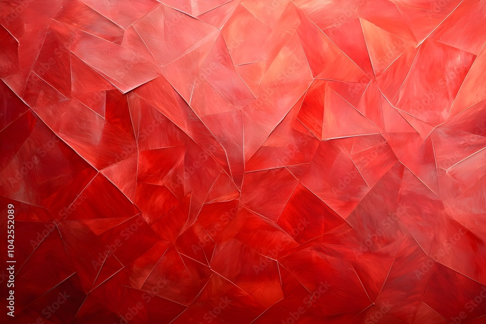 Poster captivating red geometric abstract composition with vibrant angular shapes and dramatic chiaroscuro
