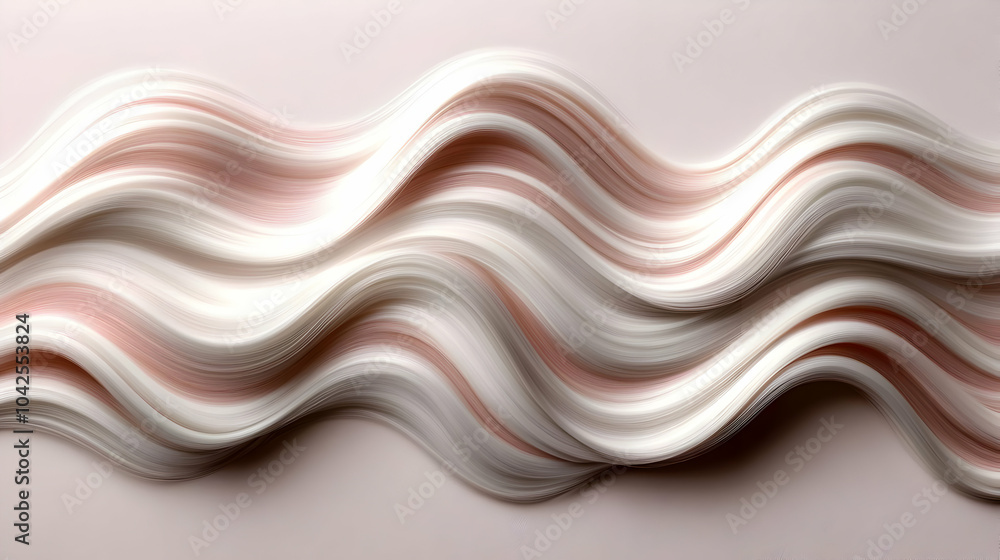 Wall mural Abstract Waves of White and Pink - A Dynamic Visual Experience