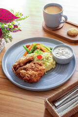 Chicken steak with mashed potato