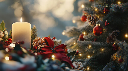christmas tree and candle