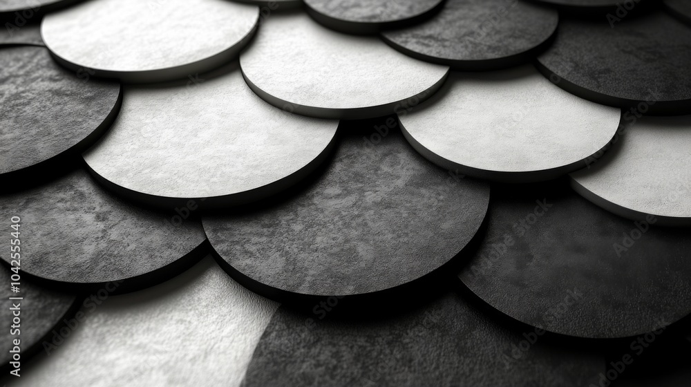Poster A detailed exploration of circular black and white textures, showcasing how the arrangement creates a striking visual effect with subtle contrasts in light and shadow.