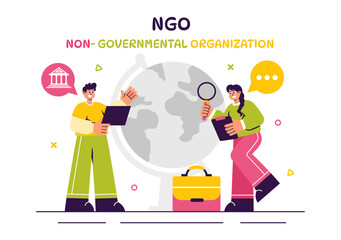 Vector illustration of an NGO or Non-Governmental Organization to Address Specific Social and Political Needs in a Flat Style Cartoon Background