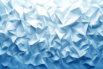 Abstract blue and white crumpled paper background.