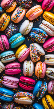 Prato de macarrons coloridos