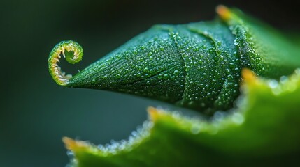 Closeup of a sharp green pencil tip with a small curl of shavings, green pencil tip, fresh and artistic