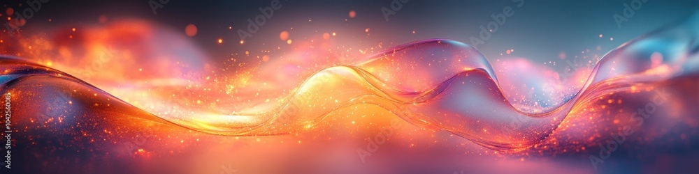 Poster abstract waves of light and color creating a vibrant atmosphere.