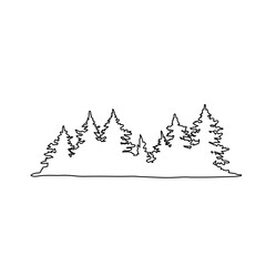 Christmas tree outline. Pine trees line art. Evergreen coniferous forest line, Vector illustration collection of trees Graphic Resources to create nature scene