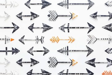 Dynamic geometric composition with small arrows pointing in various directions