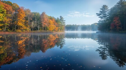 Obraz premium Serene Autumn Lake
