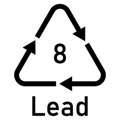 Illustration batteries recycling codes Lead 8. Lead-acid battery