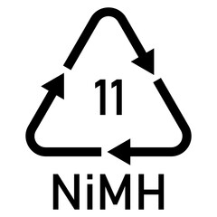 Illustration batteries recycling codes NiMH 11. Nickel-metal hydride battery