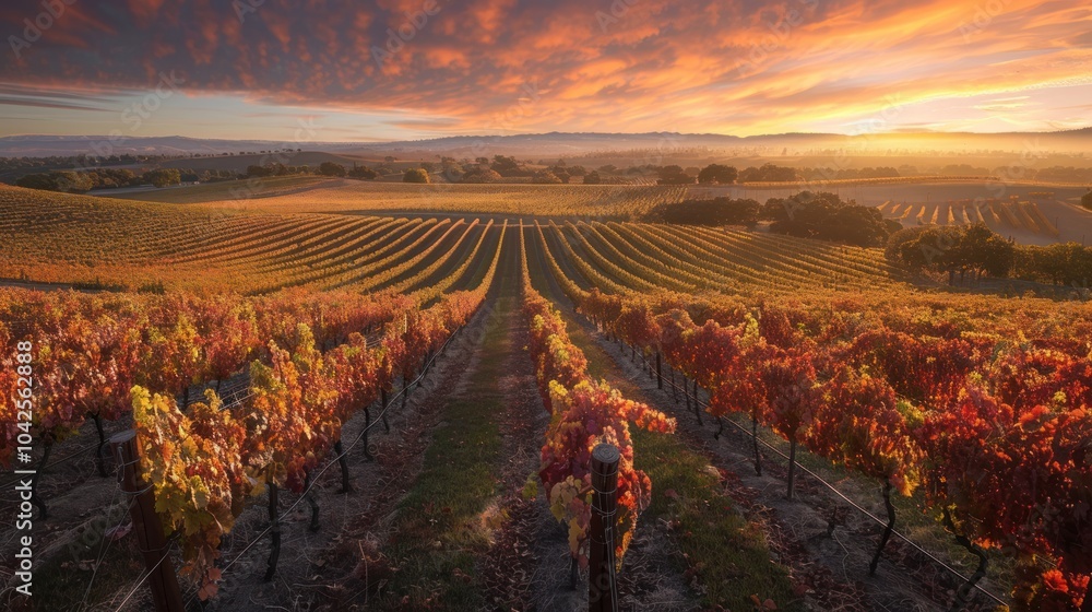 Sticker Vineyard Sunset Landscape