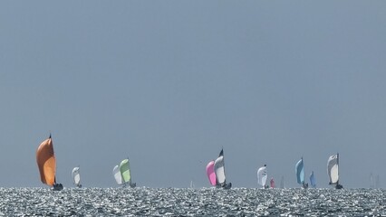 sailing ships many in thermaikos gulf salonica greece