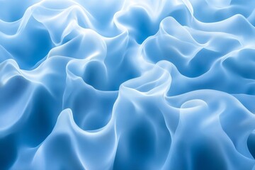 Fototapeta premium Abstract background of soft blue fabric with flowing, wavy texture.