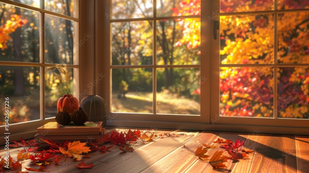 Canvas Prints Autumn View Through a Window