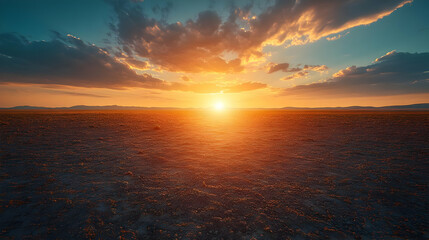 Obraz premium Golden Hour Sunset Over Desert Landscape Illustration