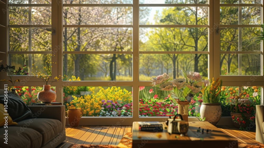 Canvas Prints Sunny Spring Day Through the Window