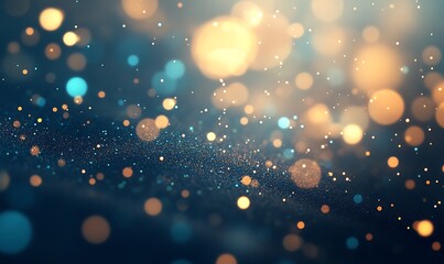 A close-up view of shimmering bokeh lights in soft focus, creating a dreamy and enchanting background with abstract colors.