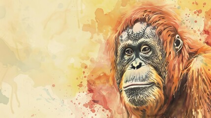 Portrait of an Orangutan with Clean Background