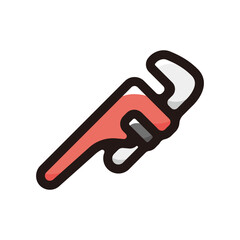 Obraz premium Pipe wrench outline icon for graphic design, apps and websites