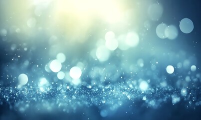 Obraz premium Soft, shimmering blue bokeh with a dreamy ambiance, creating a serene and enchanting visual effect.