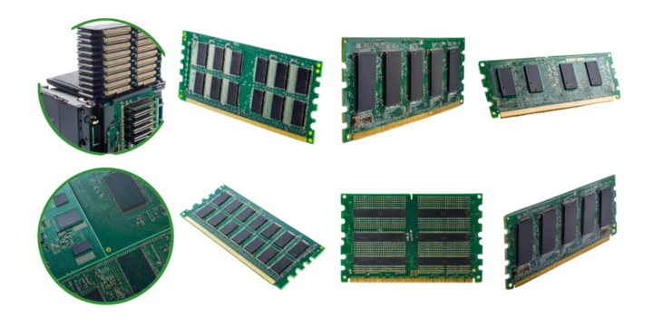 Computer Memory Modules and Circuit Boards Collection, PNG collection, set bundle, isolate on transparent or white background