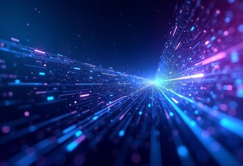Obraz premium Vibrant Abstract Background with Futuristic Technology Elements: A Perfect Blend of Blue, Purple, and White for Tech Aesthetics