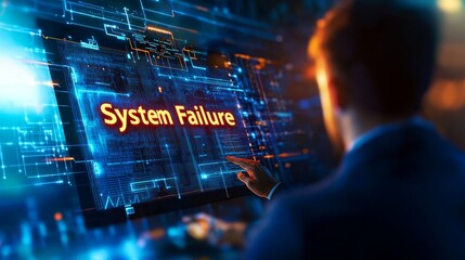 Overwhelmed IT Manager Facing System Failure Crisis - Corporate Technology Disaster Concept