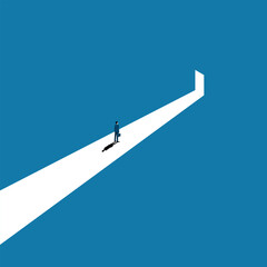 Businessman look to the door. Business concept vector illustration flat