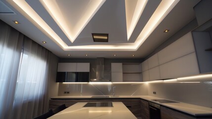 Obraz premium Modern Kitchen Interior Design with Recessed Lighting
