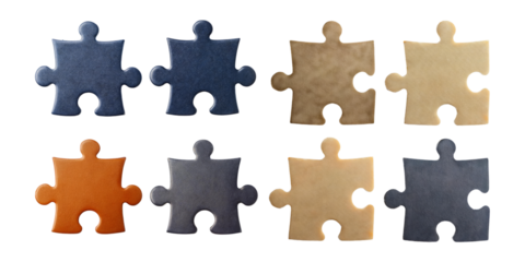 Colorful Puzzle Pieces on a White Background, PNG collection, set bundle, isolate on transparent or white background