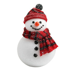 Fototapeta premium Cheerful Snowman with Red Hat and Scarf in Winter