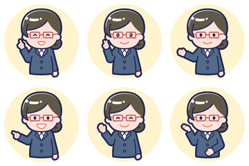 女性教師のポーズセット_03