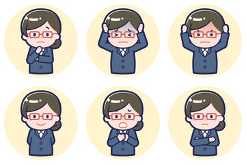 女性教師のポーズセット_05