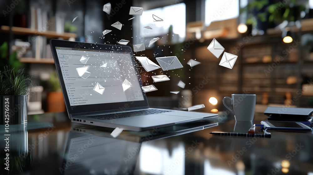 Poster digital communication unleashed the impact of email on modern business practices and productivity