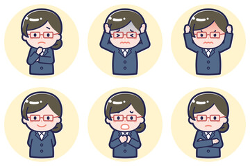 女性教師のポーズセット_05