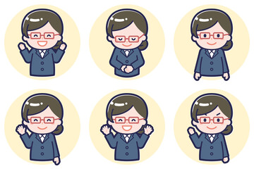 女性教師のポーズセット_02